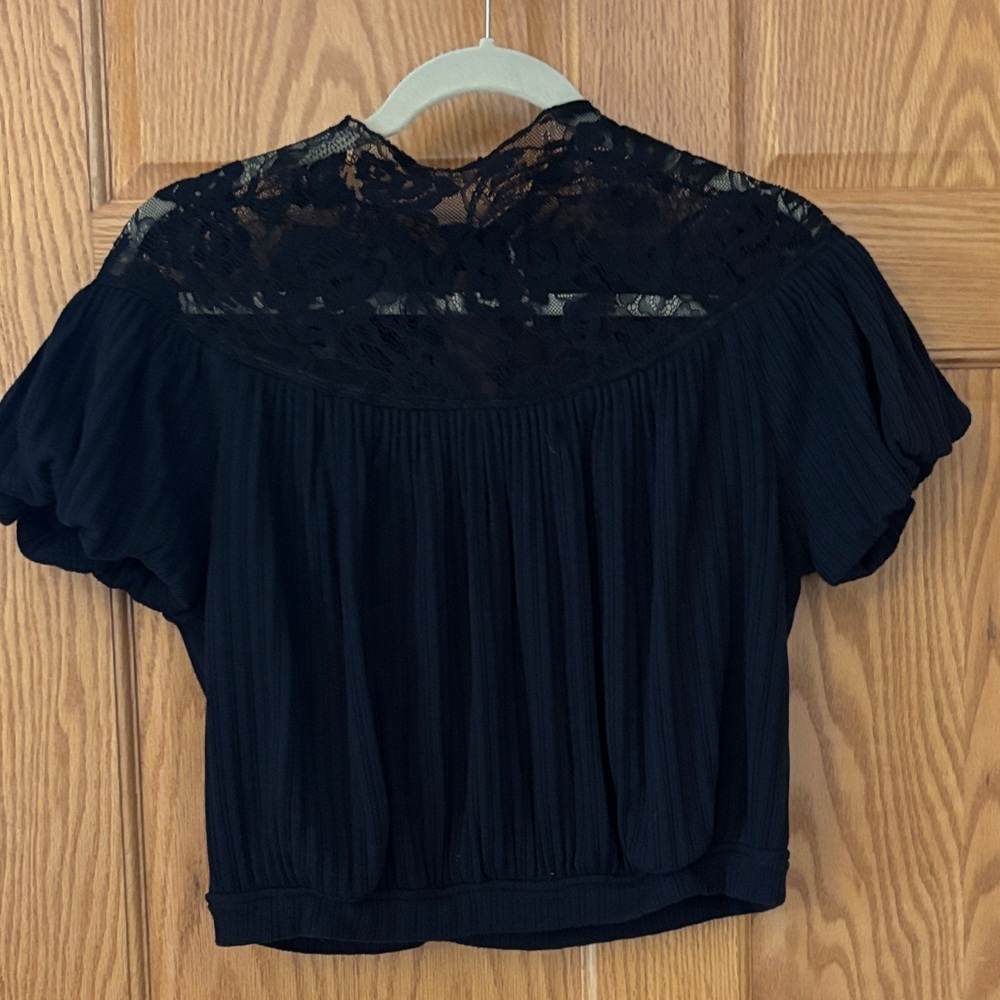 Free People Elegant Black Lace Top